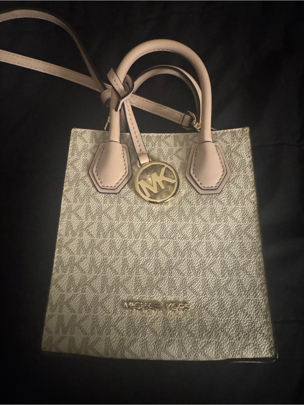 Michael Kors Small Signature Tote in Light Pink and Gold